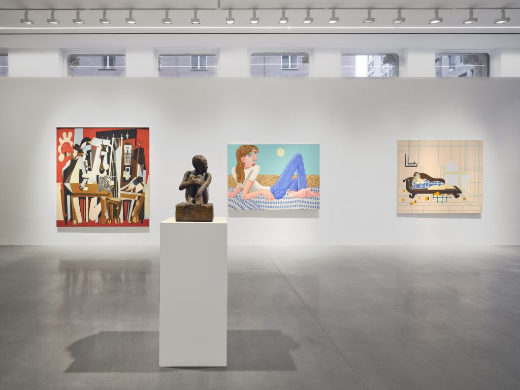 Installation view of The Echo of Picasso, Almine Rech New York, Tribeca, 2023 / © Timothy Curtis, Claire Tabouret, Brian Calvin, Farah Atassi - Courtesy of the Artists and Almine Rech - Photo: Thomas Barratt